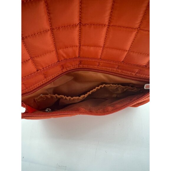 Lug Quilted Crossbody Bag Bright Orange Adjustable Strap Multiple Zipper Pockets - Picture 16 of 16